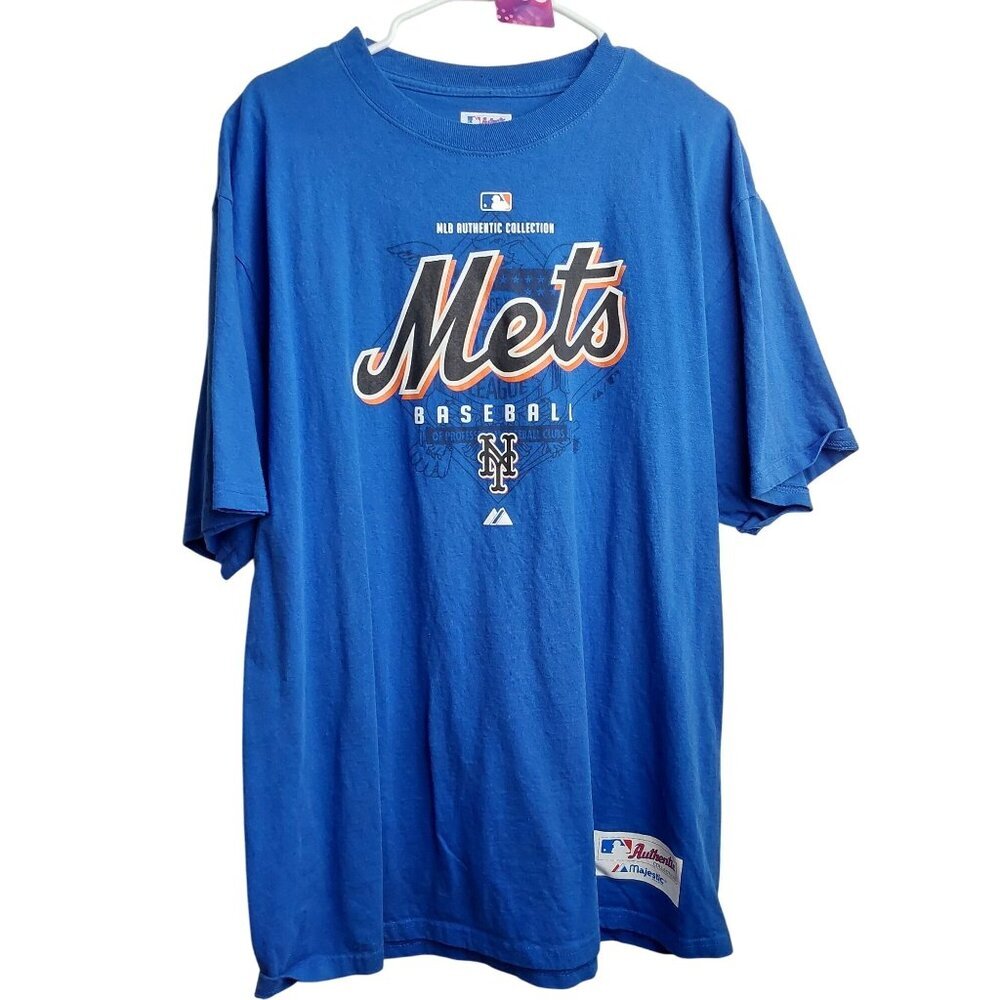 MLB Authentic Majestic Mets  Baseball blue T-shirt, size Large